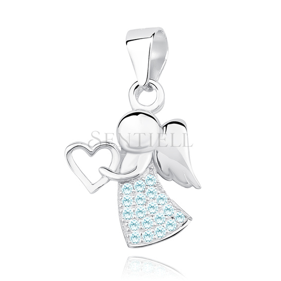 Silver (925) pendant with aquamarine zirconias - angel