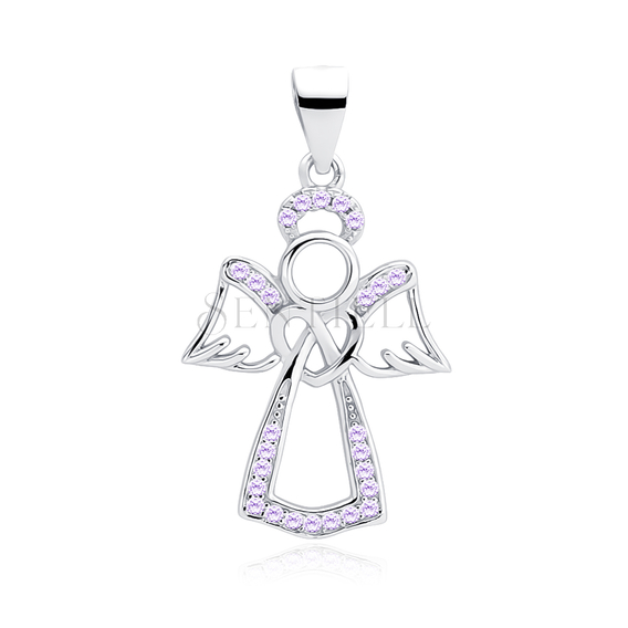 Silver (925) pendant with purple zirconia - angel