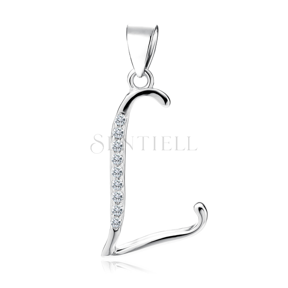 Silver (925) pendant with white zirconias - letter L