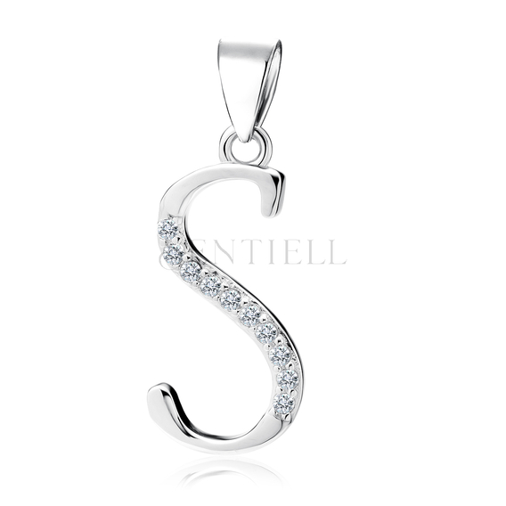 Silver (925) pendant with white zirconias - letter S