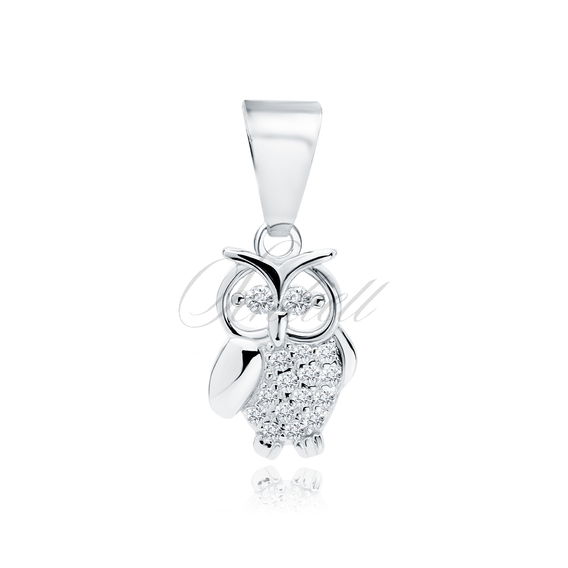 Silver (925) pendant with white zirconias - owl