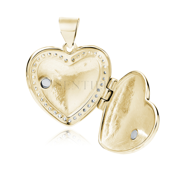 Silver (925) polished gold-plated pendant - heart shaped locket