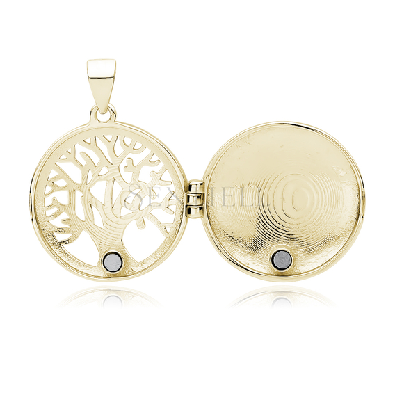 Silver (925) polished pendant - round locket