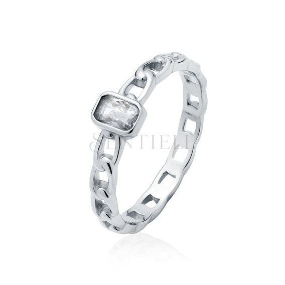 Silver (925) ring - chain with zirconia