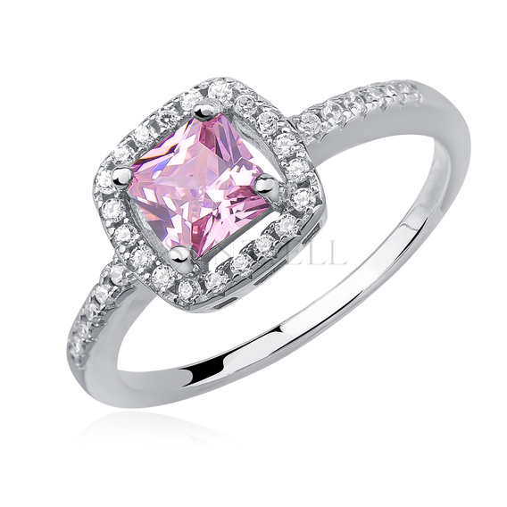 Silver (925) ring with light pink zirconia