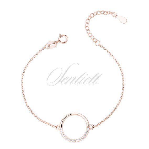 Silver (925) rose gold - plated bracelet - circle with zirconia
