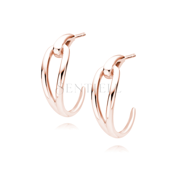 Silver (925) rose gold - plated earrings