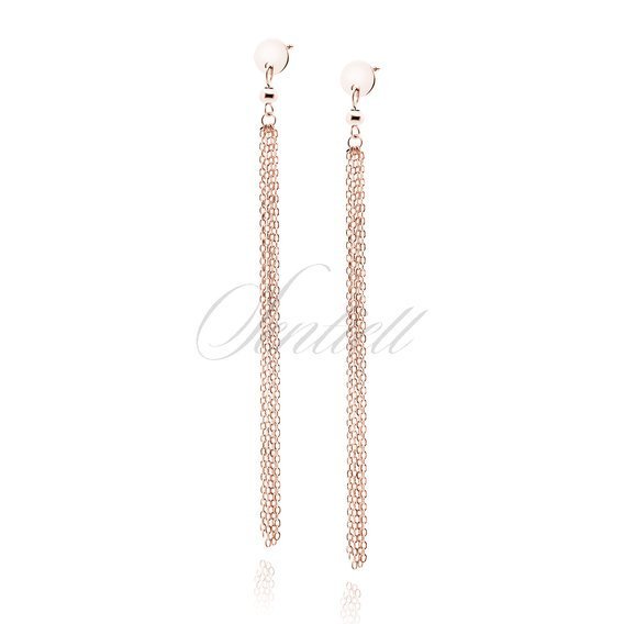 Silver (925) rose gold-plated earrings - circle with chains