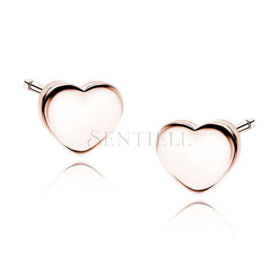 Silver (925) rose gold-plated earrings - hearts