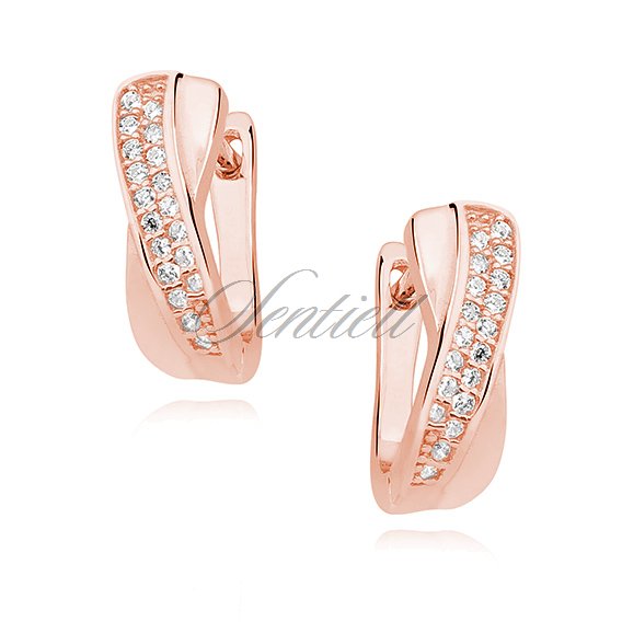 Silver (925) rose gold-plated earrings white zirconia