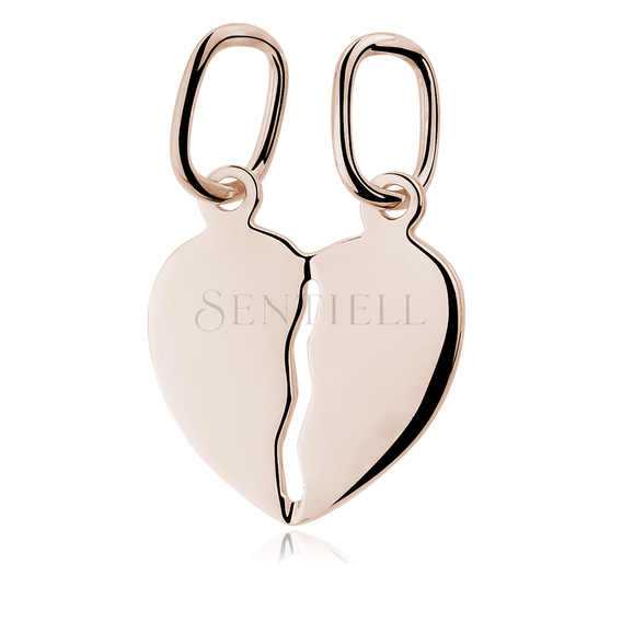 Silver (925) rose gold-plated heart pendant for couples - for engraving