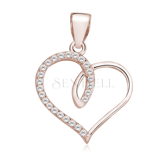 Silver (925) rose gold-plated heart pendant with zirconia