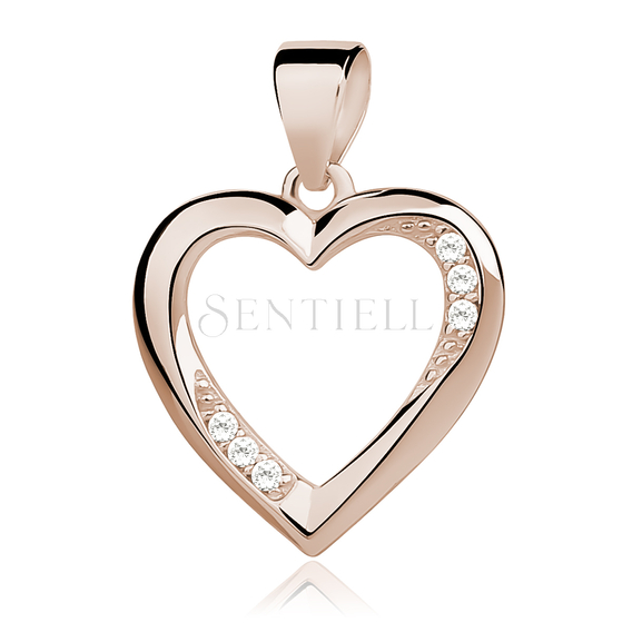 Silver (925) rose gold-plated pendant white zirconia heart