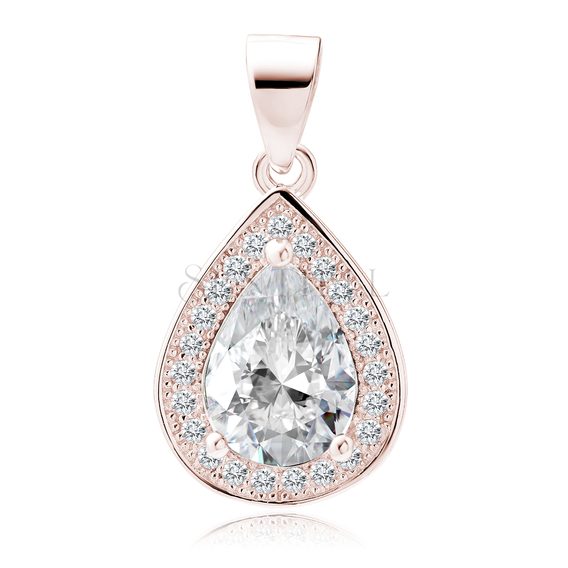Silver (925) rose gold-plated pendant with white zirconia