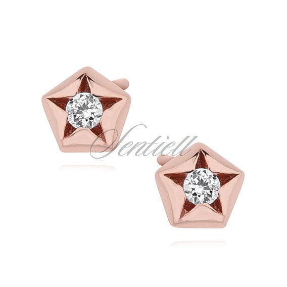 Silver (925) rose gold-plated star shape earrings with zirconia