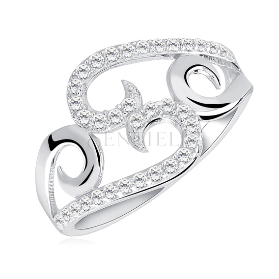 Silver (925) sophisticated ring with white zirconia