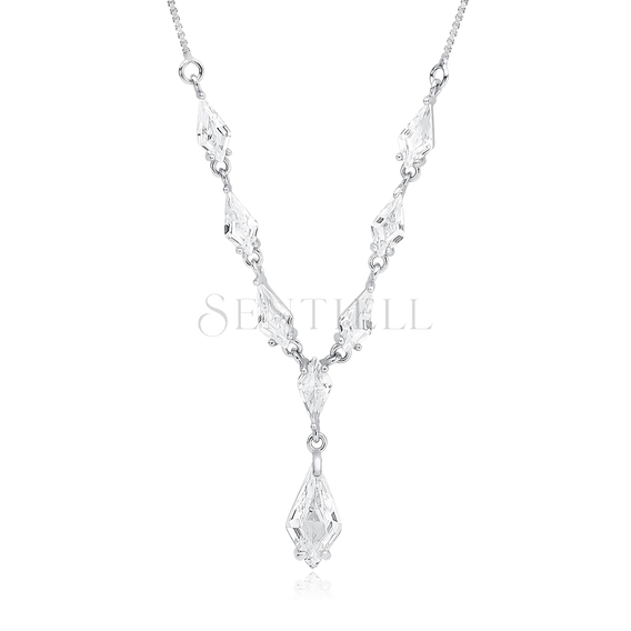 Silver (925) stylish, bridal necklace with zirconia