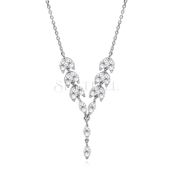Silver (925) stylish, bridal necklace with zirconia.
