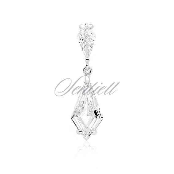 Silver (925) stylish, bridal pendant with white zirconia