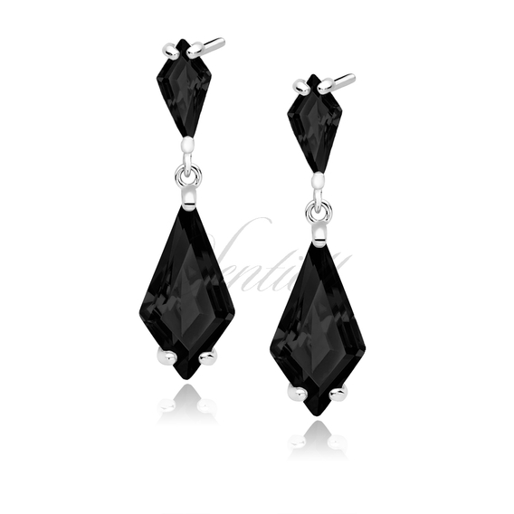 Silver (925) stylish earrings with black zirconias