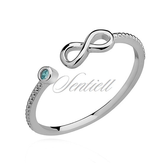 Silver (925) subtle ring with London Blue zirconia - Infinity