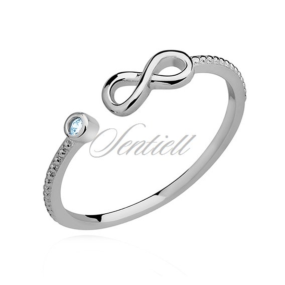 Silver (925) subtle ring with aquamarine zirconia - Infinity