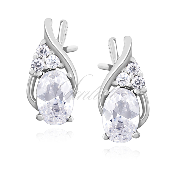 Silver, delicate earrings (925) with white zirconias