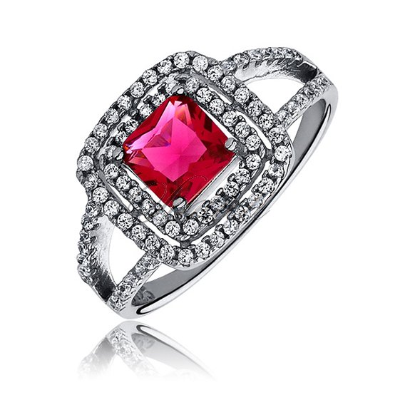 Silver fashionable (925) ring with ruby colored zirconia