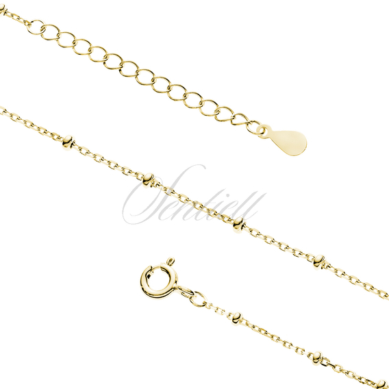 Silver gold-plated anklet (925) diamond cut anchor Ø 030 with balls