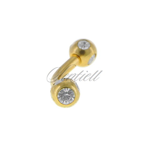 Stainless steel (316L) banana piercing for eyebrow - golden balls with zirconia