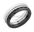 Ceramic white, black rings and silver (925) ring with white zirconia