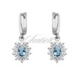 Silver (925) Earrings aquamarine colored zirconia