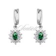 Silver (925) Earrings green colored zirconia