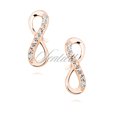 Silver (925) Earrings white zirconia - rose gold-plated infinity