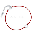 Silver (925) bracelet with red cord - heart