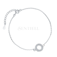 Silver (925) bracelet with round pendant and zirconia