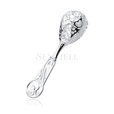 Silver (925) children rattle - openwork with hearts & flowers