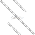 Silver (925) diamond-cut chain - figaro extra flat Ø 100 rhodium-plated