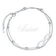 Silver (925) double chain bracelet - balls and infinity charm