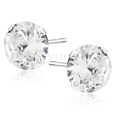 Silver (925) earrings round white zirconia diameter 10mm