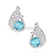 Silver (925) elegant earrings with aquamarine zirconia