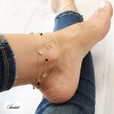 Silver (925) gold-plated anklet - adjustable size with star and moon pendants