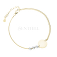 Silver (925) gold-plated bracelet - round plate, two types of chain and pearls