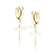 Silver (925) gold-plated earrings - circle with cross