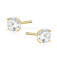 Silver (925) gold-plated earrings round white zirconia diameter 5mm