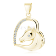 Silver (925) gold-plated heart pendant - horse with white zirconias