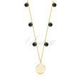 Silver (925) gold-plated necklace with circle and black zirconias / spinels