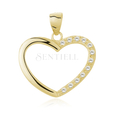 Silver (925) gold plated pendant white zirconia - heart