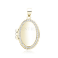 Silver (925) gold-plated polished pendant - oval shaped locket