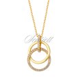 Silver (925) necklace - cirlces with zirconia - gold-plated